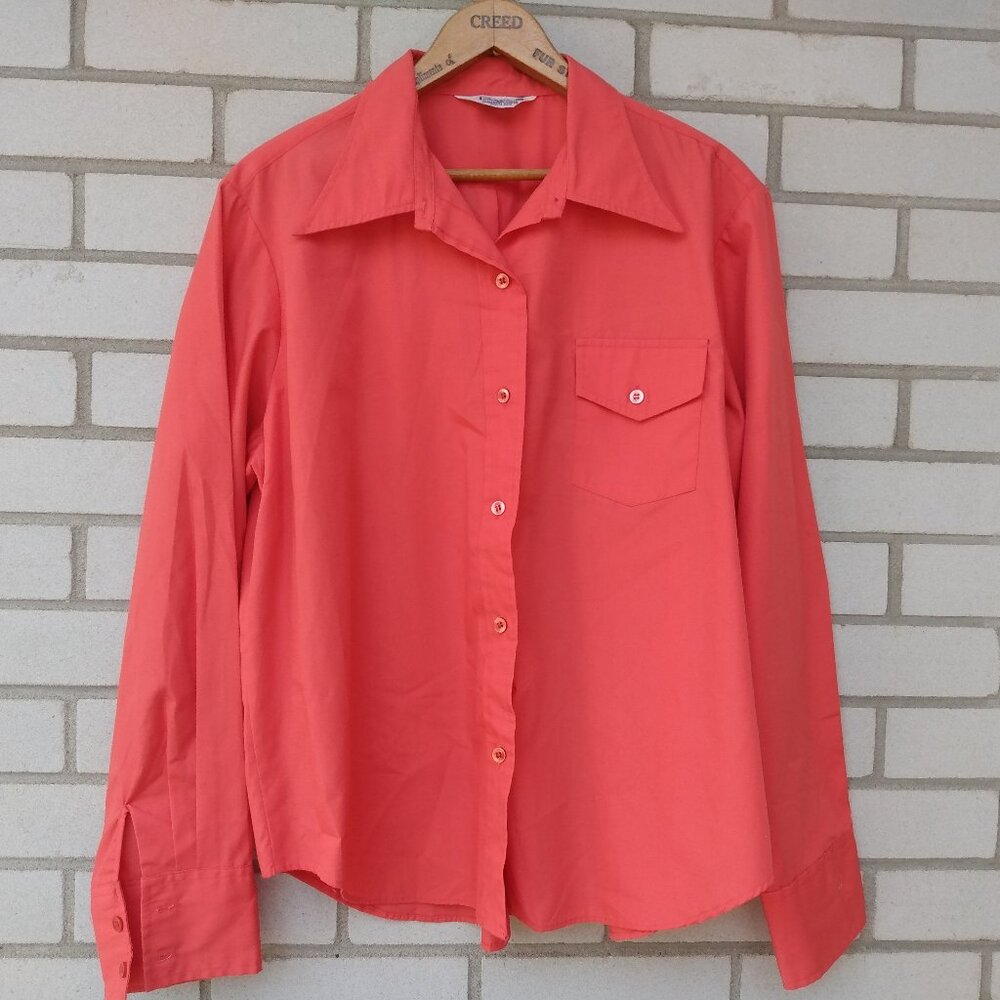 Vintage Plus Size Blouse 48" Bust Coral Pink Made in Japan Pennington's